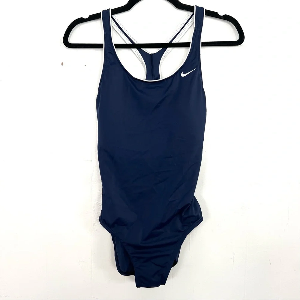 NWOT Nike Navy Blue Racerback‎ One-Piece Swimsuit Medium cg